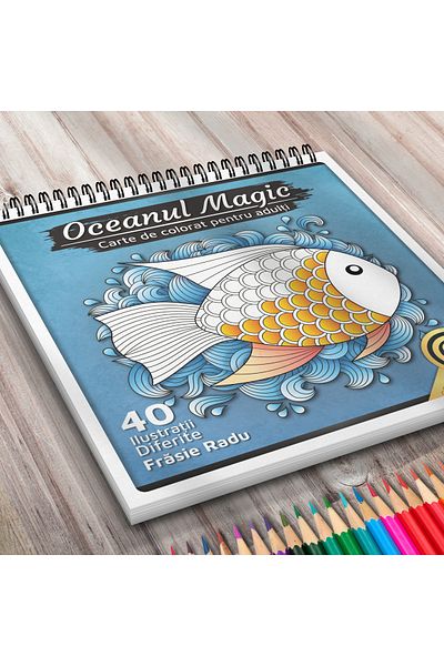 OEM Adult Coloring Book, Magic Ocean, 40 Antistress Illustrations With Fish