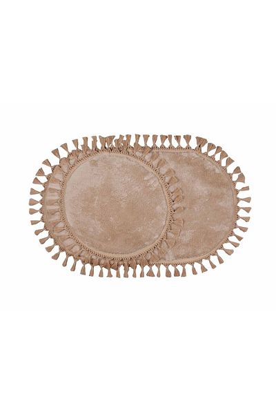 Myevilla My Evilla Modern Simirna Decorative Plush Oval Pompom Fringed Toilet Seat Set
