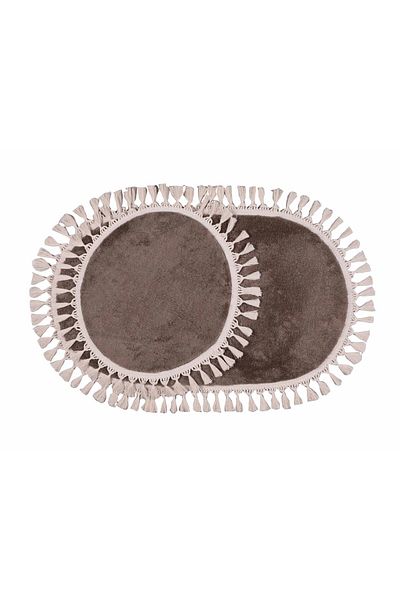 Myevilla My Evilla Modern Simirna Decorative Plush Oval Pompom Fringed Toilet Seat Set