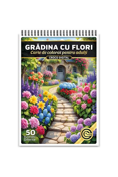 OEM Adult Coloring Book, Flower Garden, 50 Antistress Illustrations for Relaxation