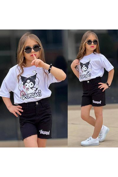 RAPAPA Girls' Style Shorts Set Blouse+Shorts Set 2601B