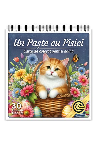 OEM Adult Coloring Book, An Easter with Cats, 30 Easter Illustrations