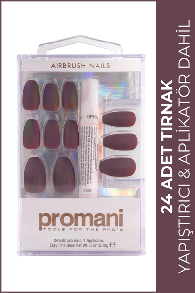 Promani Mürdüm Takma Tırnak Seti - 24 Adet - Zararsız Yapıştırıcı