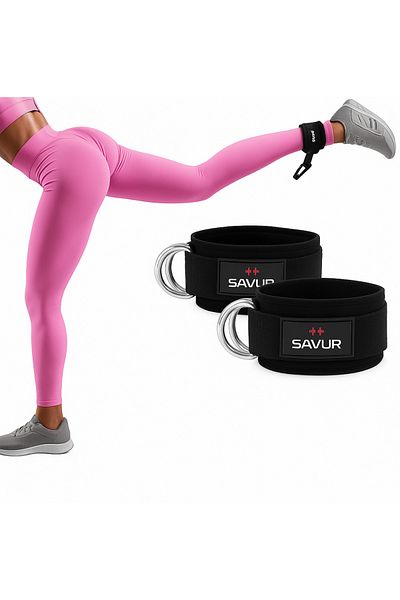 St Morritz Black Professional Ankle Strap - Fitness Ankle Bracelet, Double Iron - 2 Pieces