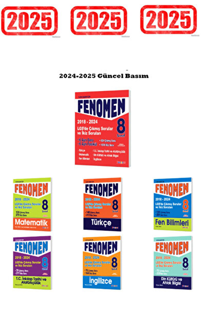 Fenomen Yayıncılık 2025 8.sınıf Tüm Dersler 2018-2024 Lgs De Çıkmış Ve Ikiz S...