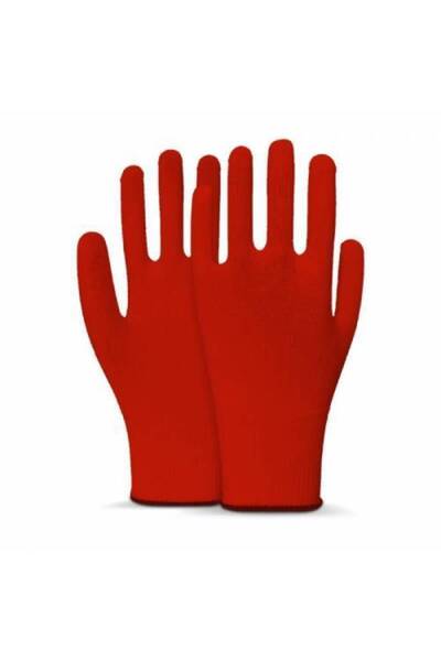 Beybi Kasyer Kırmızı 10 Numara Yıkanabilir Polyester Eldiven 5 Çift
