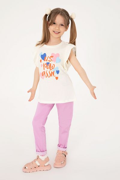 U.S. Polo Assn. Girl's Pink Toothpick Fit Canvas Trousers 50309130-Vr041