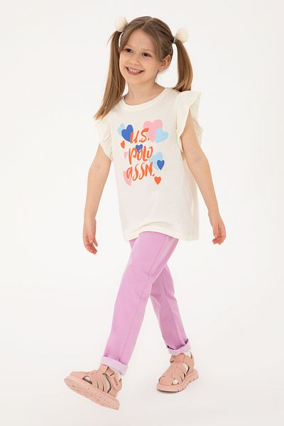 U.S. Polo Assn. Girl's Pink Toothpick Fit Canvas Trousers 50309130-Vr041