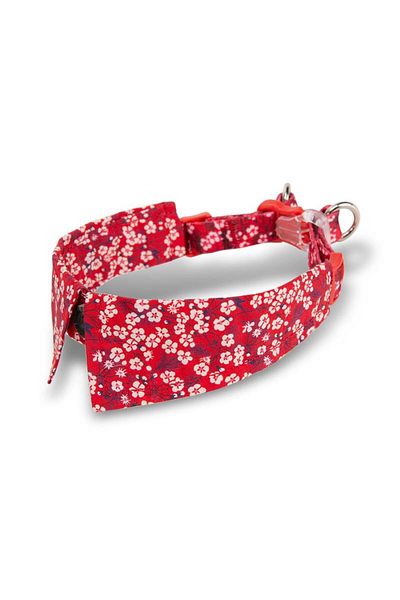 True Love Red Cat-Dog Collar with Flower Pattern