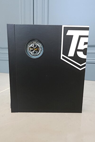 T5 Saat T5 Kronograf Özellikli Yedek Kayış Hediyeli Özel Kutusunda Metalik/Mavi Erkek Kol Saati