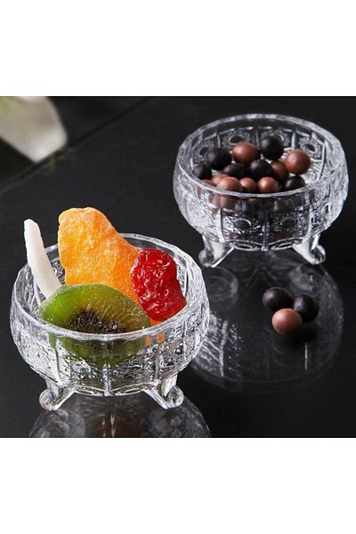 Rotanev 2 Pieces Crystal Glass Footed Bowl Cookie Holder