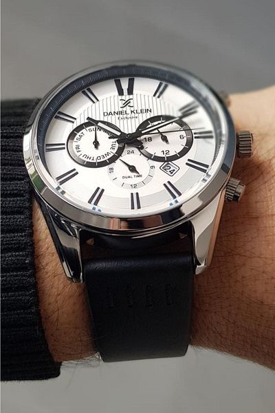 Daniel Klein New Model Functions Active Black Leather Strap Men's Wrist Watch