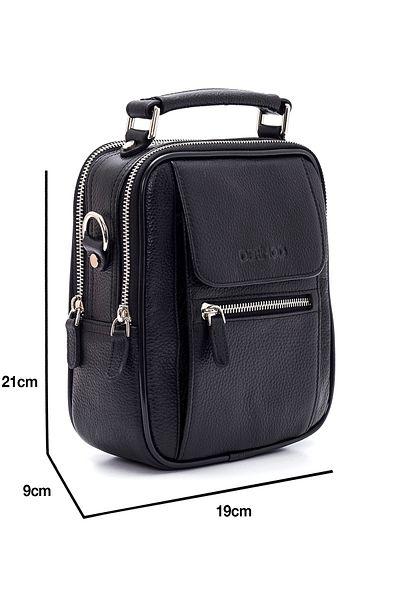 Derimod Men's Black Leather Messenger Bag 21Sbd3100Ft