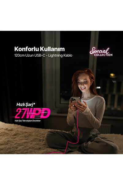 Ttec USB-C - Lightning Hızlı Şarj Kablosu 120cm