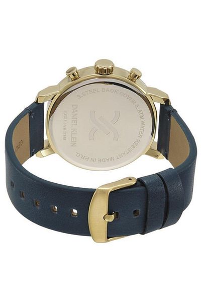 Daniel Klein Navy Blue Leather Strap Function Men's Wristwatch