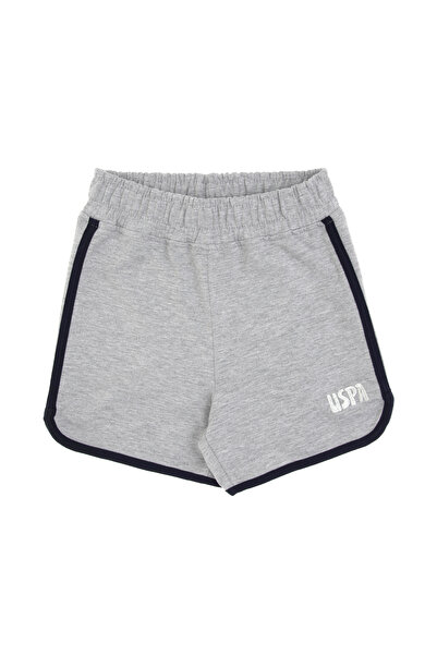 U.S. Polo Assn. Kız Çocuk Gri Melanj Regular Fit Örme Şort 50306297-VR086