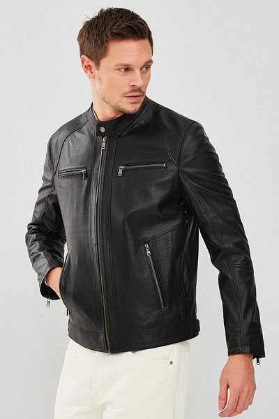 Derimod Alanzo Men's Leather Jacket Black - 19wge63301m