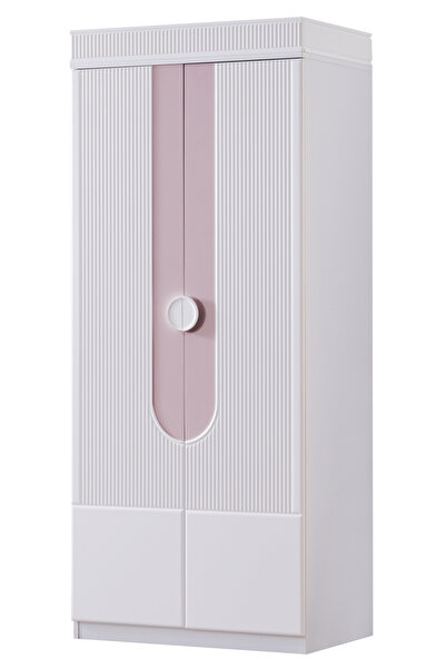 Setay Gardırop, Vira 2 Kapaklı Dolap ve Ledli Kitaplık - Pembe