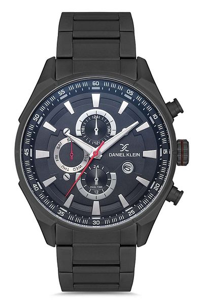 Daniel Klein Men's Black Steel Bracelet Wrist Watch