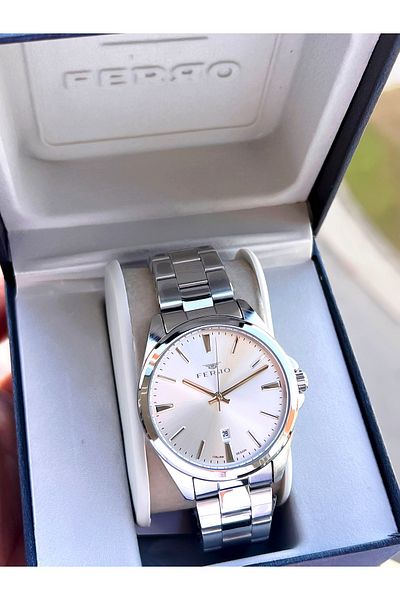 FERRO Men's Wristwatch - Italian Design 3 Atm Steel Band Groom and Engagement as Efm40136-A1