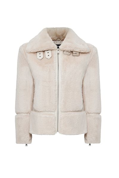 Derimod Sevilla Women's Beige Teddy Coat 23Wgd5034Ff