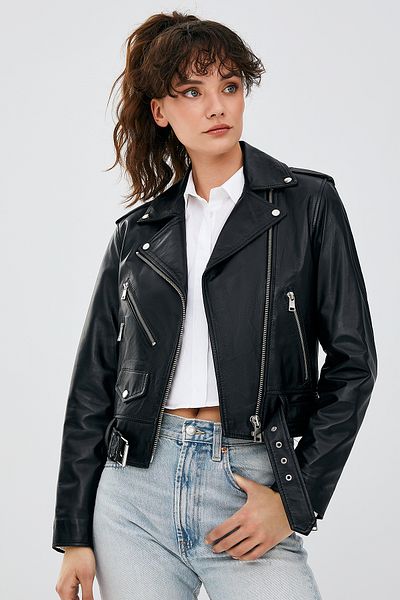 Derimod Newage Black Slim-fit Women's Biker Leather Jacket - 22wgd5983u5