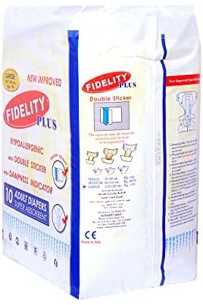 fidelity Adult Diapers Large New Improved 10 Units