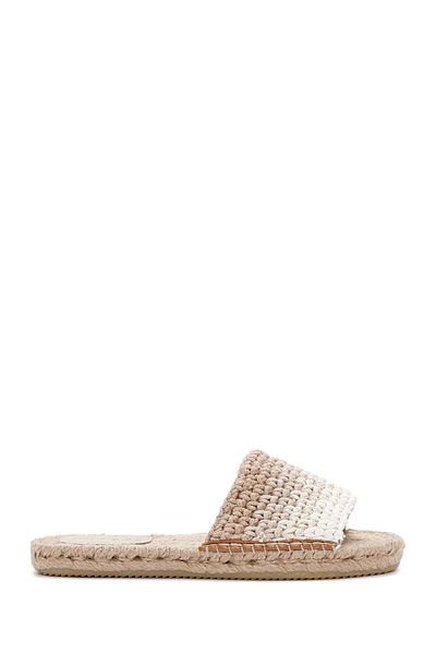 Derimod Beige Knitted Espadrille Slippers - Straw Sole, Women's, 24SFD205929