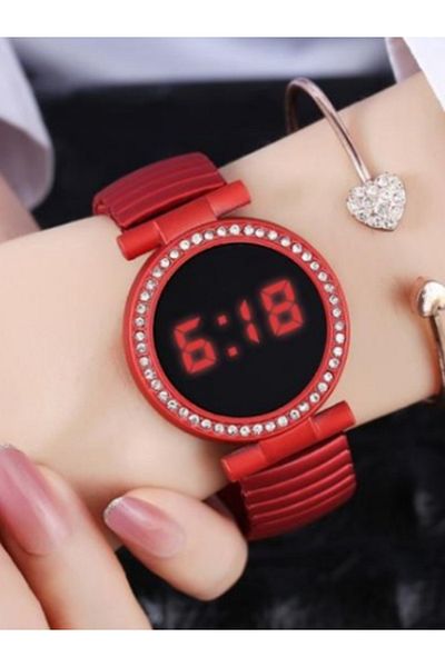 MACON Elastic Metal Strap LED Watch JA156-2 - Red