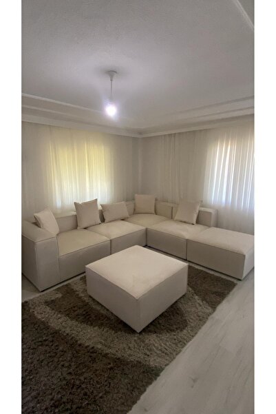 Erduran Mobilya Angelo 4 Modül + 2 Puf Köşe Koltuk Takımı (6 Modül) Bayb Face Kadife