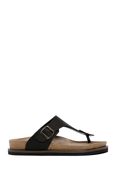 Derimod Flip-flops din piele nubuck neagră pentru bărbați - 24sfd6259v3