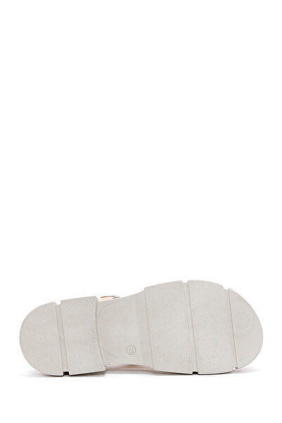 Derimod Women's Beige Strappy Thick Soled Genuine Leather Sandals 24Sfd350318