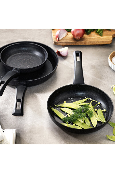 Schafer Black Stone 3 Lü Tava Seti 18 Cm+22 Cm+26 Cm-Siyah