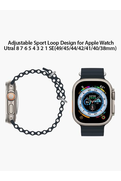 MACON 8 Series XS8 Pro Ultra Smart Watch Ocean Band Loop Wrist Strap - Black