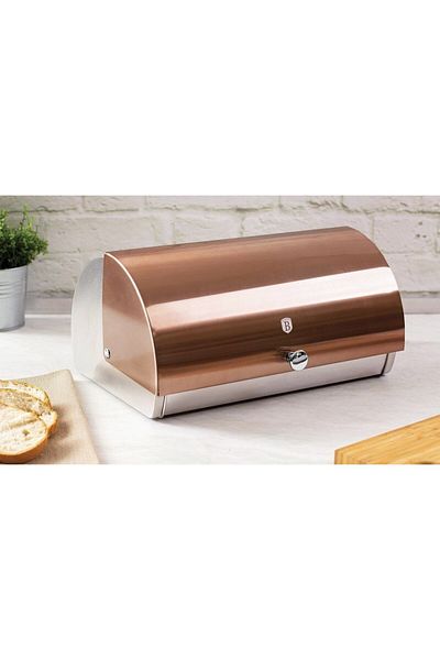 Berlinger Haus Bread Basket Bread Box Rosegold Metallic Line Stainless Steel