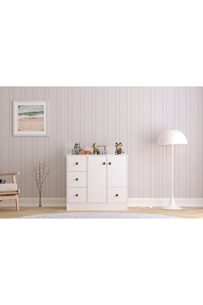 Rabi Elif Modern 2 Kapaklı 4 Çekmeceli Şifonyer