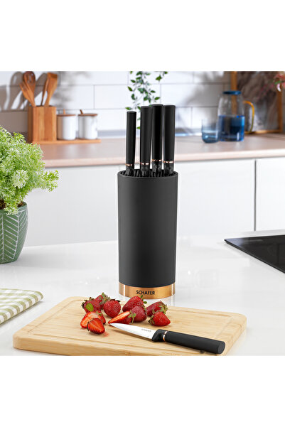 Schafer Forge Bloklu Bıçak Seti 6 Parça-Siyah02