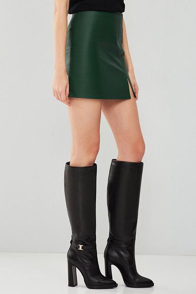 Derimod Green Lulu Women's Leather Skirt - 23wgd5156ft