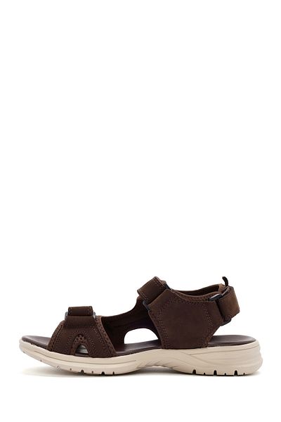 Derimod Men's Brown Strappy Nubuck Genuine Leather Casual Sandals 24Sfd6942V3