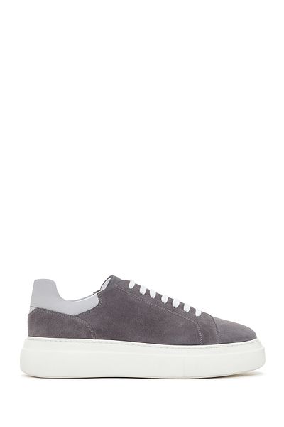 Derimod Gray Suede Leather Men's Sneakers - Thick Sole 24sfd613410