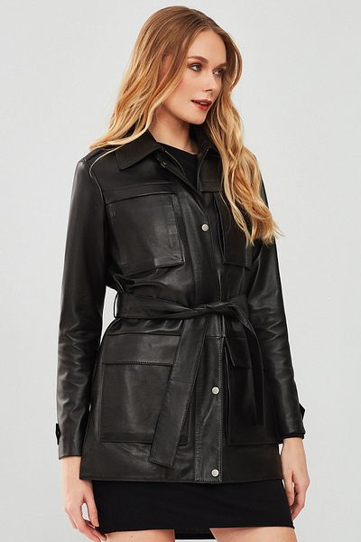 Derimod Anastasia Black Leather Women's Coat - 23wgd5943u4