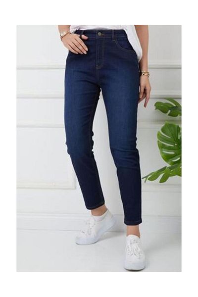 VELLICHOR Pantaloni din denim din material natural Albastru închis-21