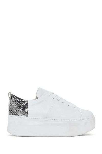Derimod White Leather Sneaker - Thick Sole and Laces 24sfd371118