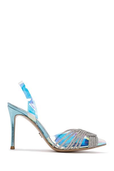 Derimod Colorful Stone Detailed Women's Leather Shoes - Open Back, Thin Heel 24sfd120114