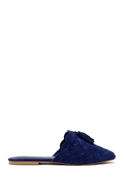 Derimod navy Blue Women's Knitted Leather Slippers - 24SFD 290029