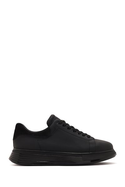 Derimod Men's Black Leather Sneaker - Lace-up and Thick Sole 24sfd641318