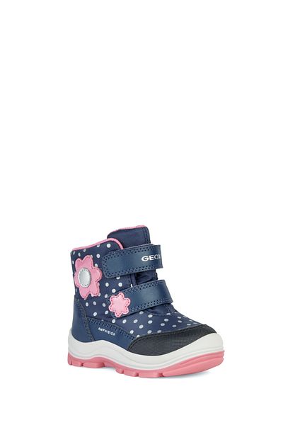 Geox Baby Girl Navy Blue Banded Printed Leather Boots B363Wb0Mnbcc4268