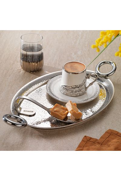 Schafer Ottoman Coffee Presentation Set 2 Pieces-Silver