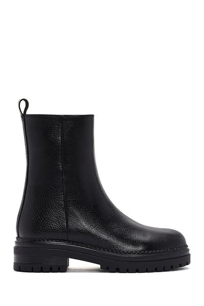 Derimod Black Leather Women's Boots - Zippered, 24wfd 182718