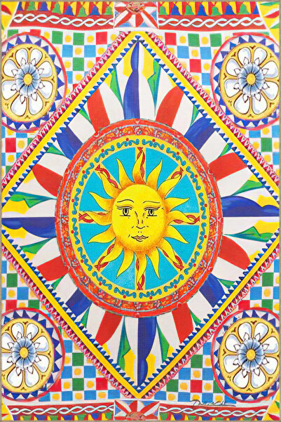 Rugs Modern Halı Summer Koleksiyonu Çok Renkli Güneş Figür Desenli Modern Dek...